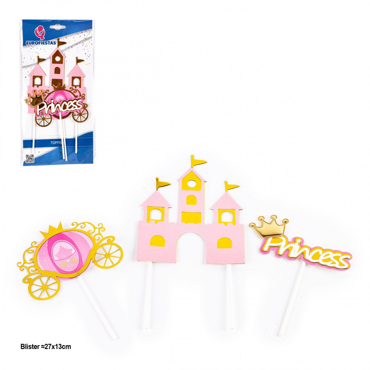 Topper castello carrozza e principessa 3pz