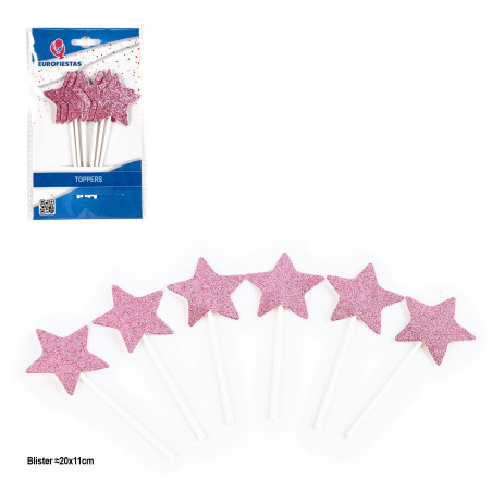 Toppers di stella rosa per decorazione di eventi