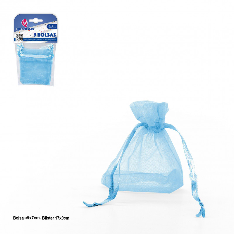 Borsa in poliestere 5 90x70mm celeste
