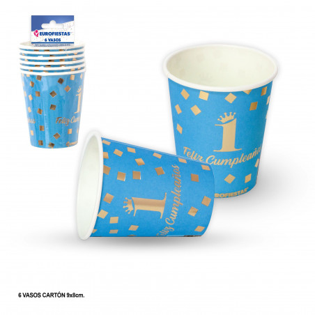 Vaso collezione felice 1 compleanno blu