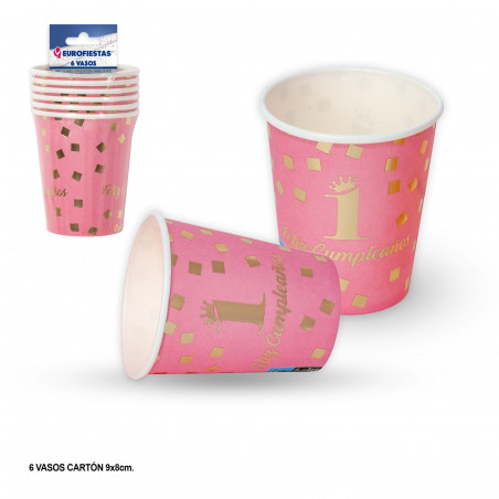 Vaso collezione felice 1 compleanno rosa