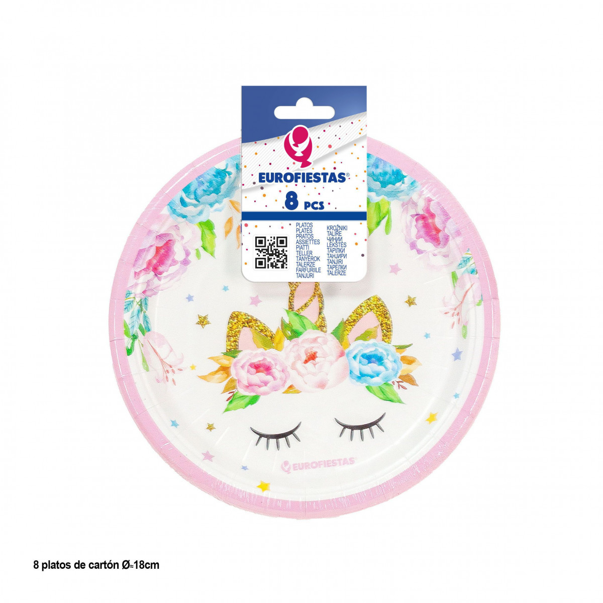 Piatto 18cm collezione unicorno rosa