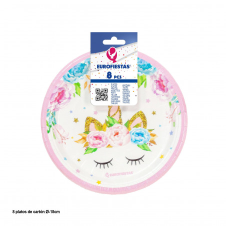 Piatto 18cm collezione unicorno rosa