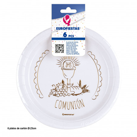 Piatto 6pz 23cm col comunione bodegón calice oro