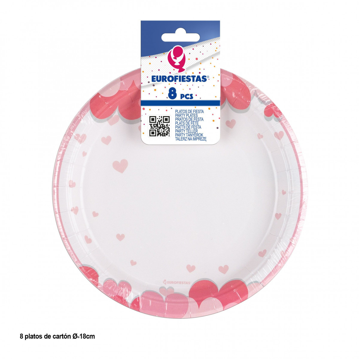 Piatto 8pz 18cm cavolo rosa cuori amore