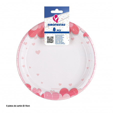 Piatto 8pz 18cm cavolo rosa cuori amore