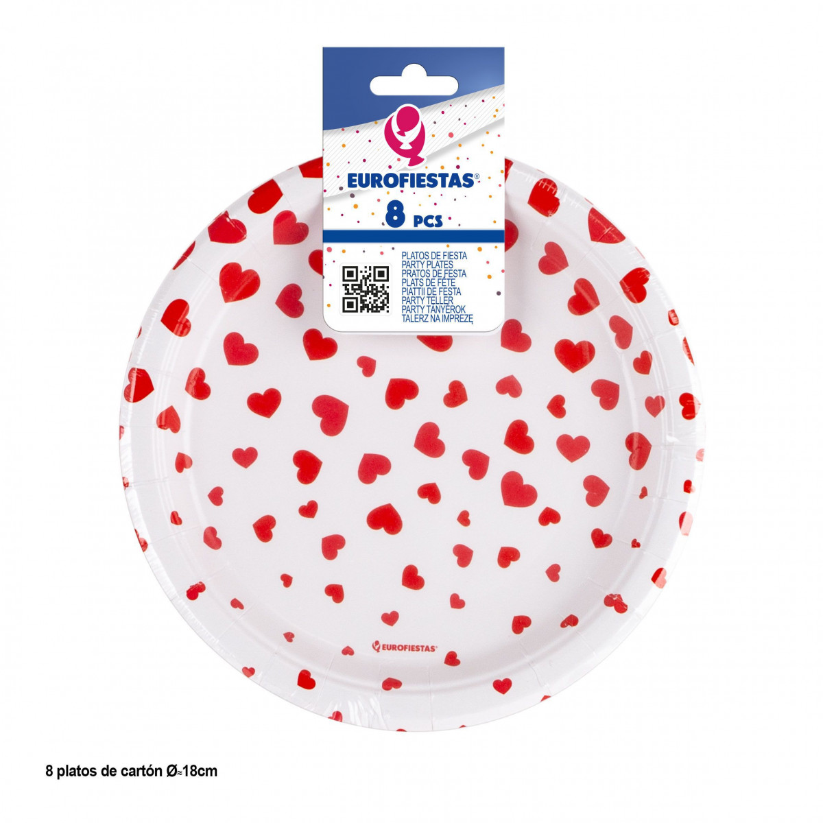 Piatto 8pz 18cm con cuori pioggia amore