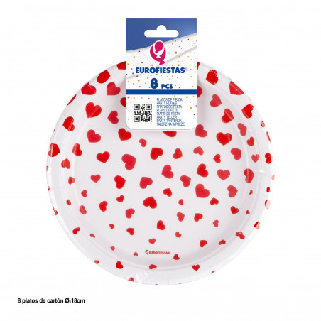 Piatto 8pz 18cm con cuori pioggia amore