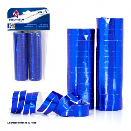 Serpentine 36 rotoli metalizzati blu