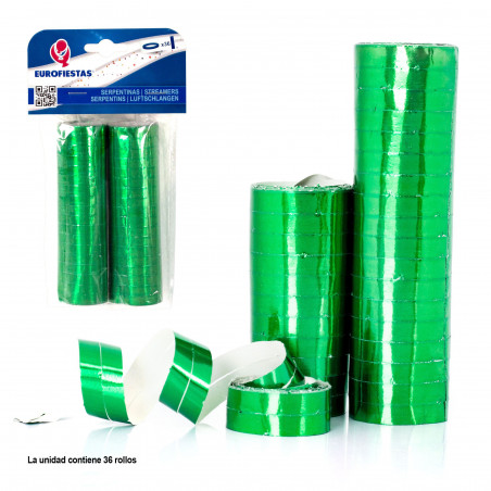 Serpentine 36 rotoli metallizzati verdi