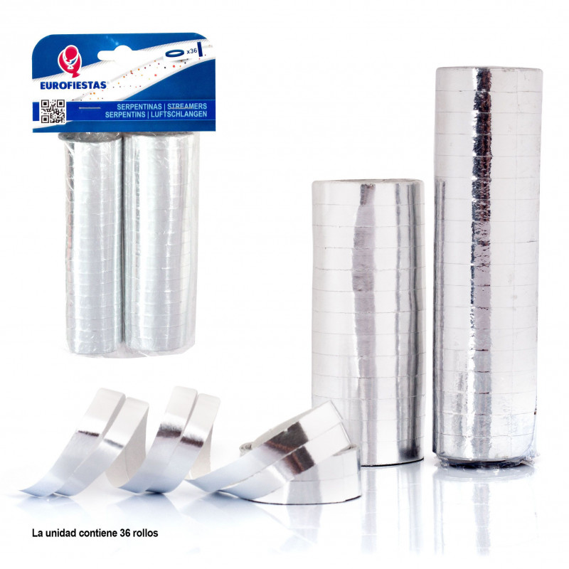 Serpentine 36 rotoli metalizzati argento