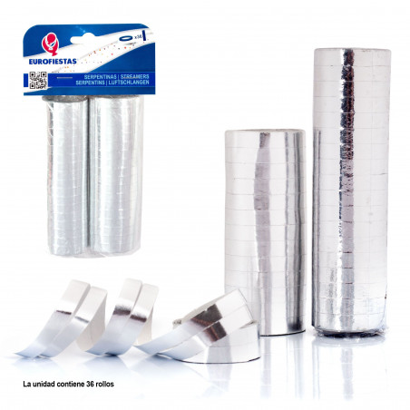 Serpentine 36 rotoli metalizzati argento