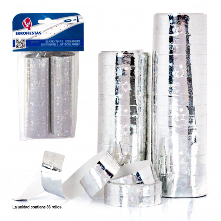 Serpentine 36 rotoli olografici stelle argento