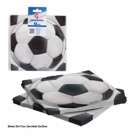 Confezione da 12 tovaglioli da calcio per feste a tema e compleanni