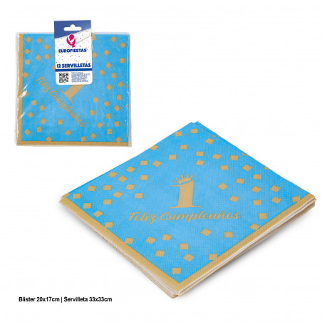 Collezione tovaglioli buon 1° compleanno blu