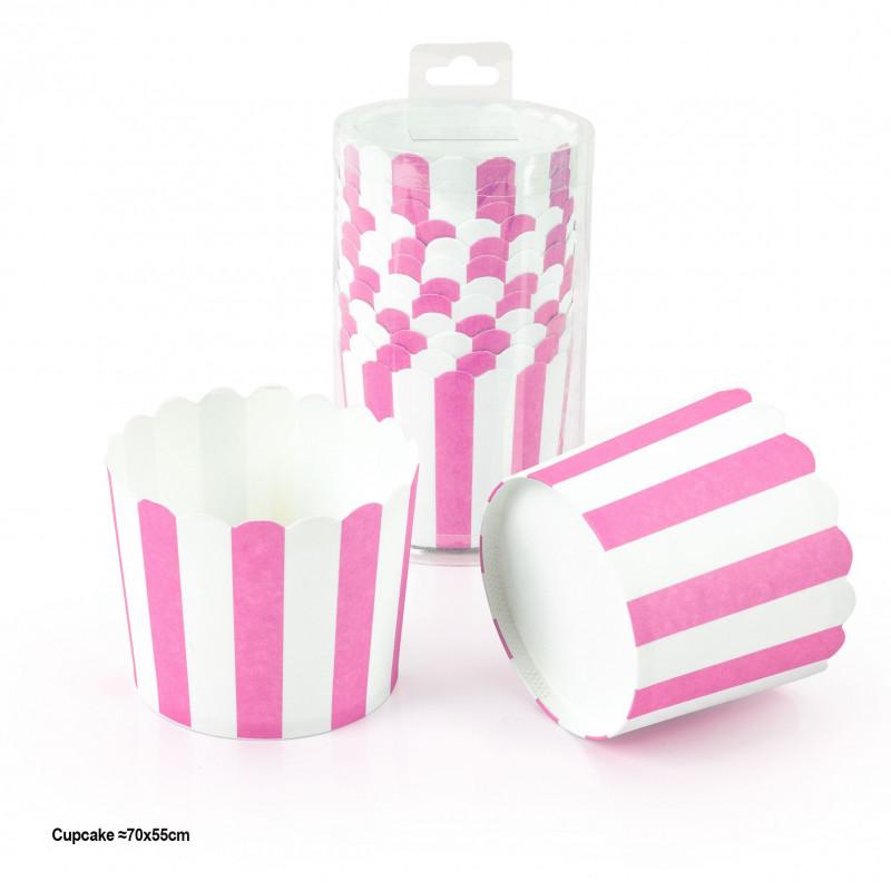 Stampo per cupcake 12pz 70x55mm strisce rosa