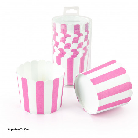 Stampo per cupcake 12pz 70x55mm strisce rosa