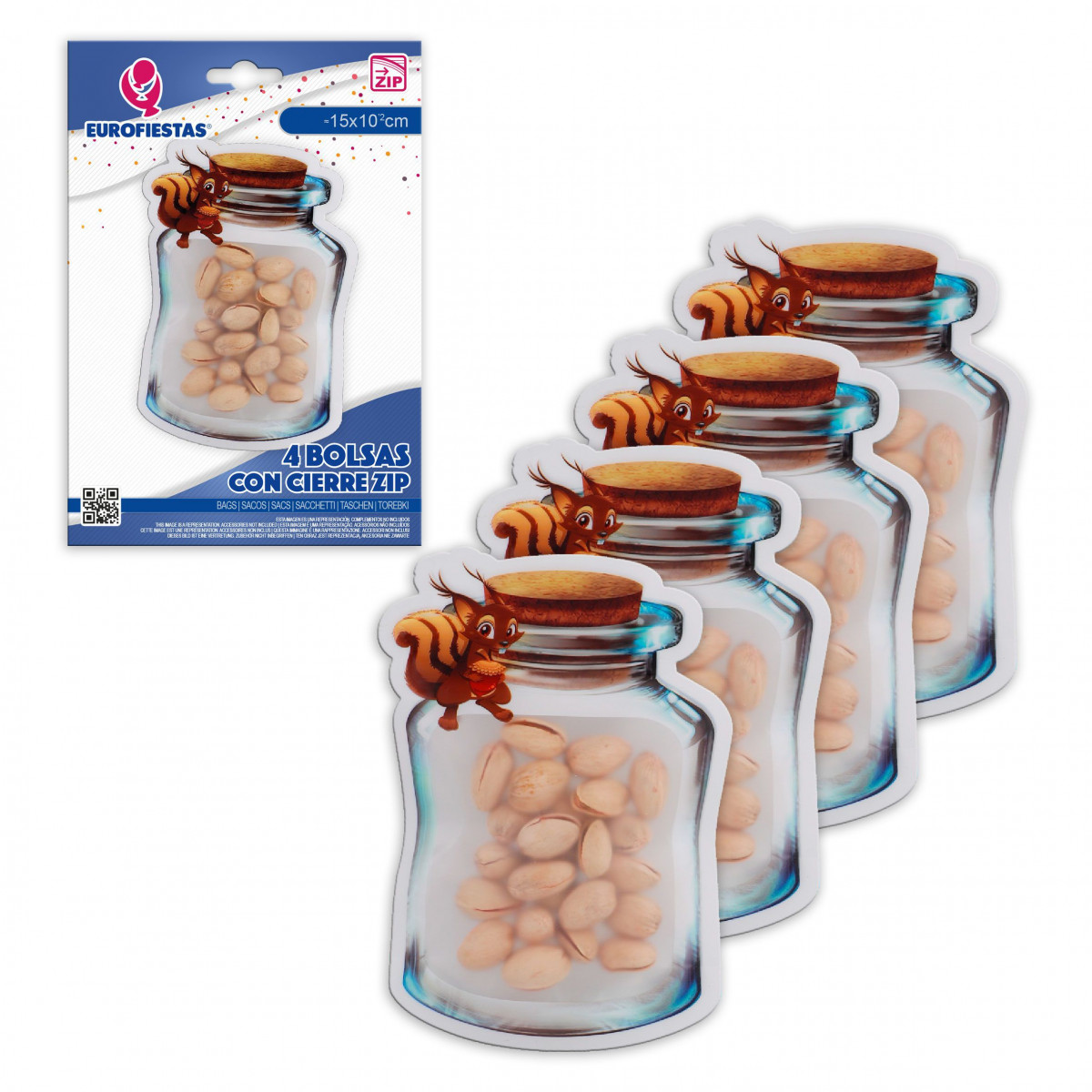Borsa zip 4pezzi barattolo scoiattolo piccolo