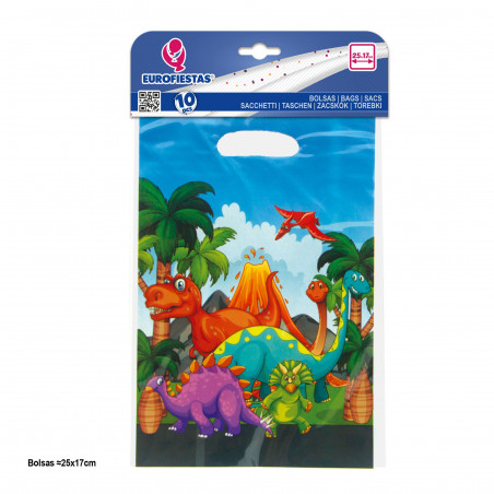 10 sacchetti 25x16 5cm dinosauri