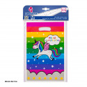10 borse di plastica arcobaleno felice compleanno 25x16.5cm palloncini