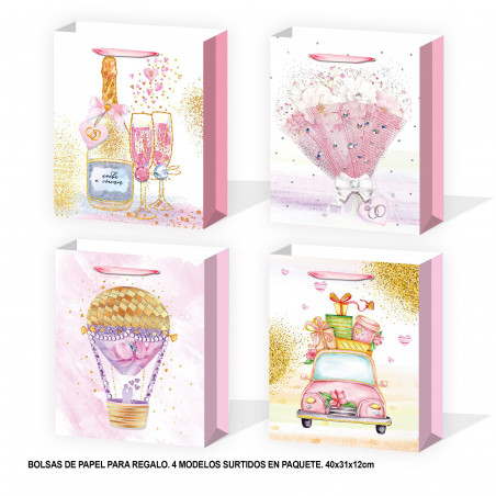 Borsa da matrimonio acquerello glitter 400x310x120mm 4ms