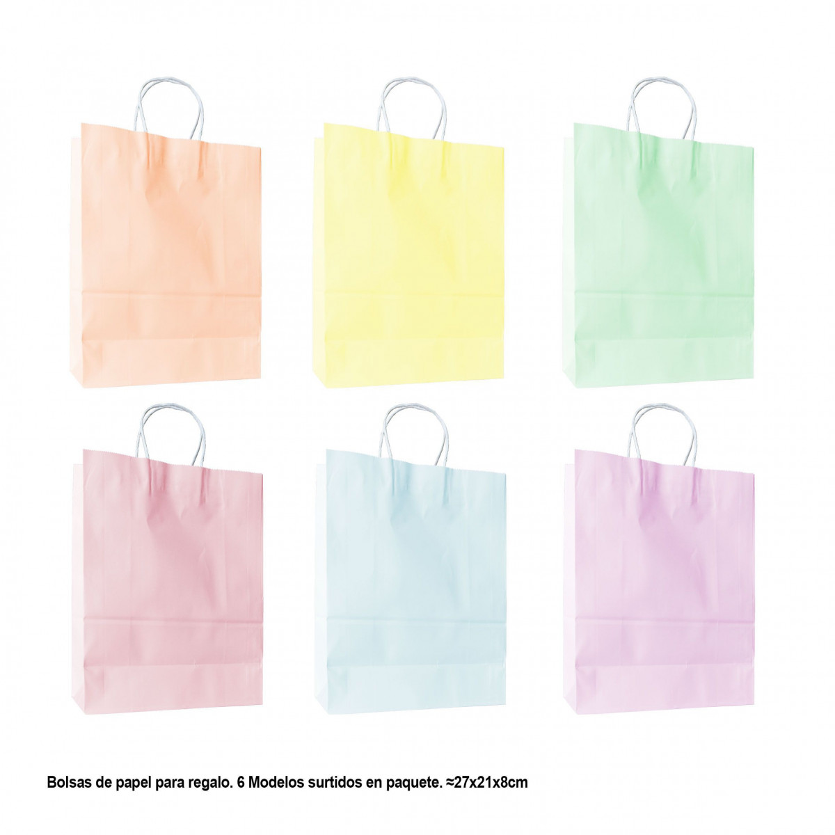 Borsa colori pastello macaron 27x21x8cm 6ms med