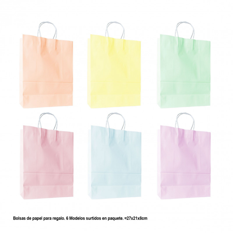 Borsa colori pastello macaron 27x21x8cm 6ms med