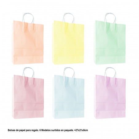 Borsa colori pastello macaron 27x21x8cm 6ms med