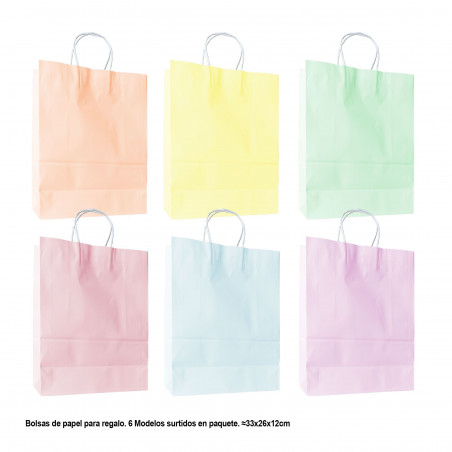 Borsa colori pastello macaron 33x26x12cm 6ms gr