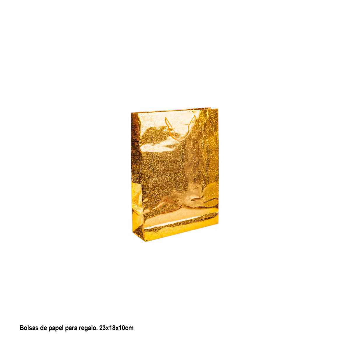 Borsa oro metalizzato stelle 23x18x10cm piccola