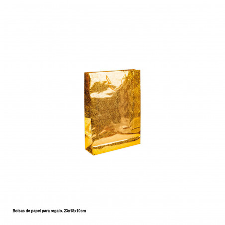 Sacchetto regalo oro metallizzato con stelle 23x18x10 cm piccolo
