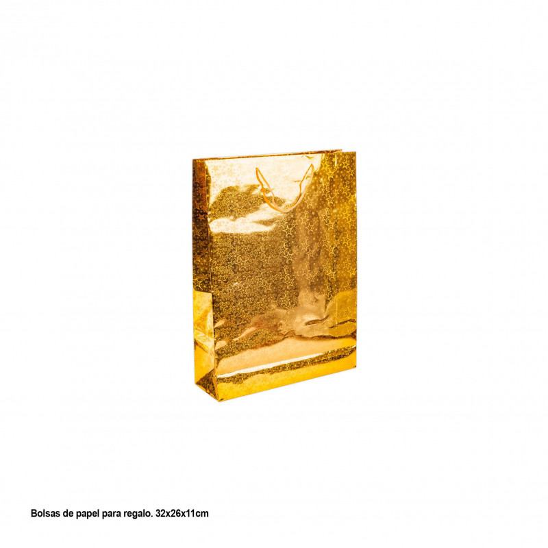 Borsa oro metallizzato con stelline 32x26x11cm med