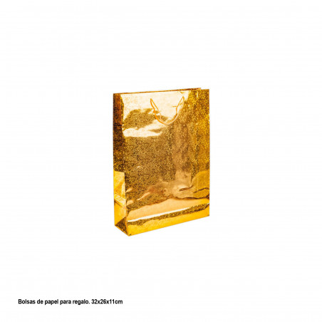 Borsa oro metallizzato con stelline 32x26x11cm med