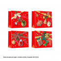 Borsa orizzontale di Natale rossa e oro 42x31x12cm 4ms gr