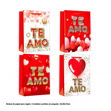 Borsa San Valentino ti amo cuori 32x26x10cm 4ms med
