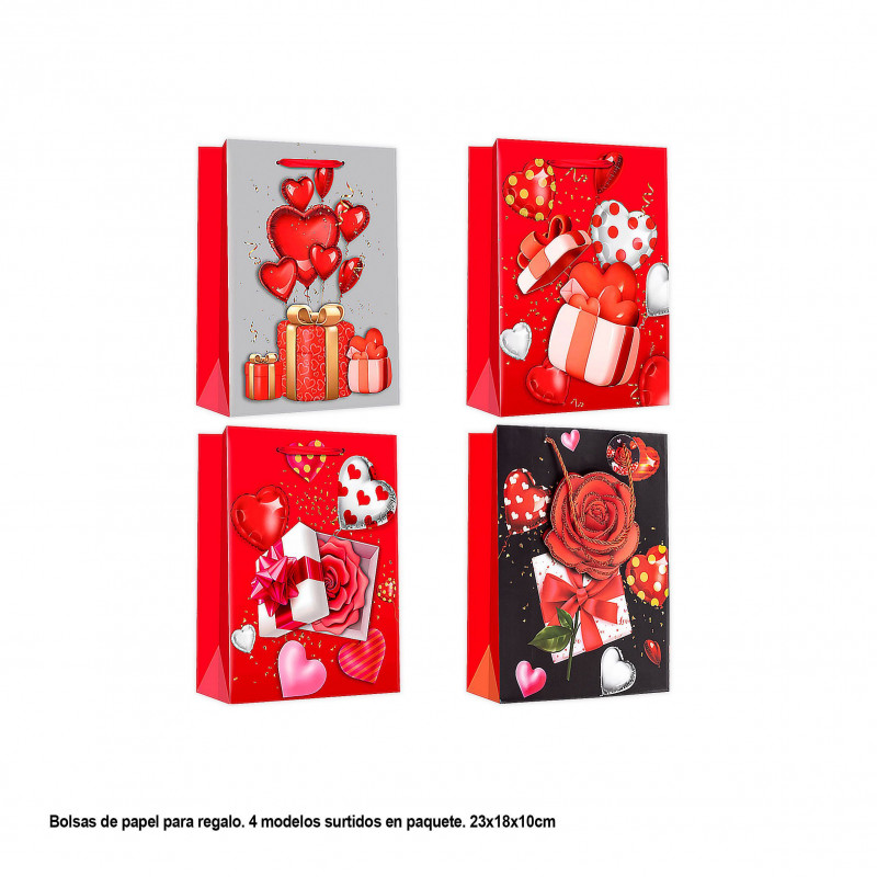 Borsa di San Valentino con cuori 23x18x10cm 4ms peq