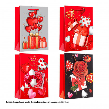 Borsa di San Valentino con cuori 40x30x12cm 4ms gr