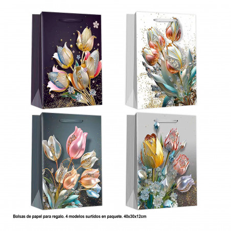 Sacchetto fiori dorati 40x30x12cm 4ms gr
