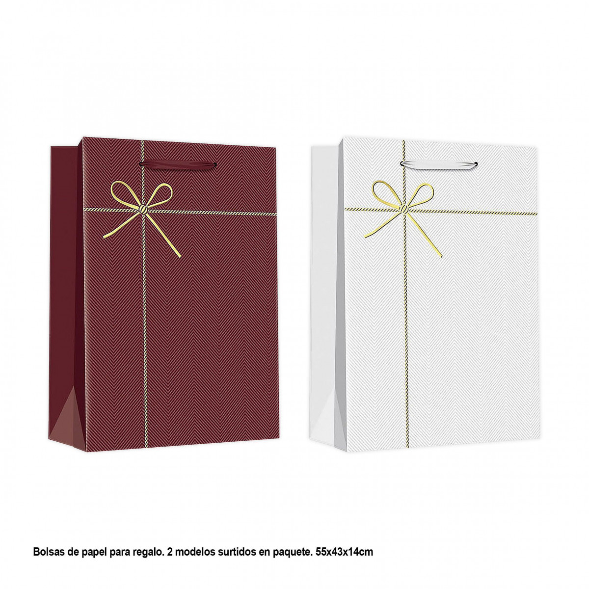 Borsa liscia con fiocco 55x43x14cm 2ms xl