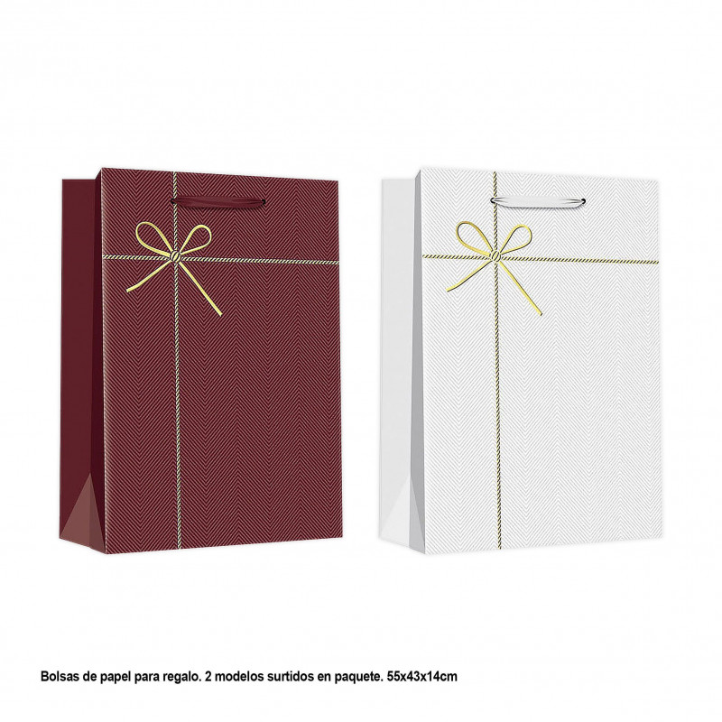 Borsa liscia con fiocco 55x43x14cm 2ms xl