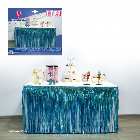 Faldone metalizzato 425x74cm blu