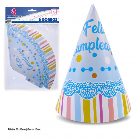 Cappelli collezione a pois blu buon compleanno