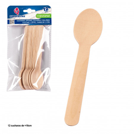 Cucchiai di legno 16cm 12pz