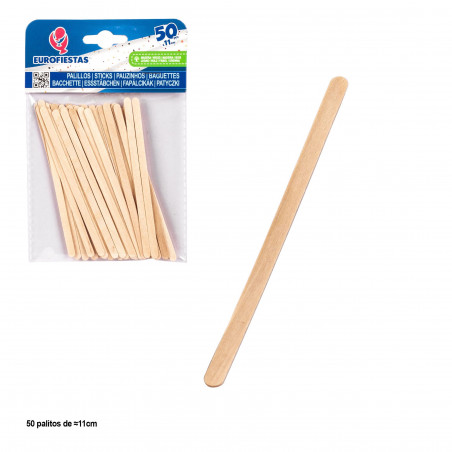 Bastoncini di legno biodegradabili 11 cm Confezione da 50 unità