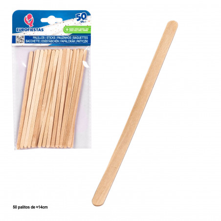 Bastoncini di legno biodegradabili 14 cm Confezione da 50 unità