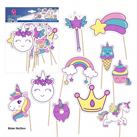 Complementi photocall unicorno glitter viola 10