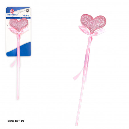 Bacchetta cuore glitter rosa