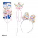 Set bacchetta e diadema paillettes colorate.