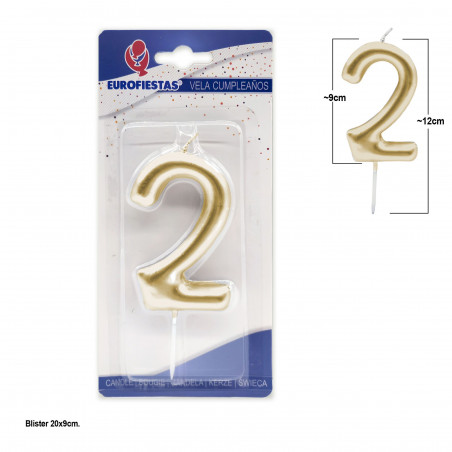 Candela gigante numero 2 9cm oro