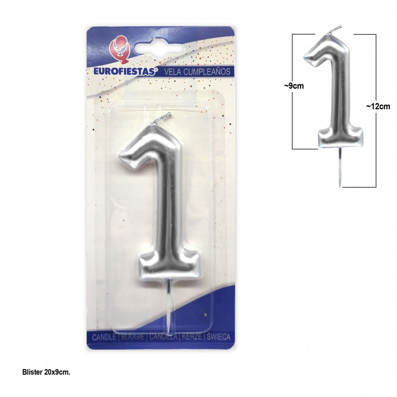Candela gigante numero 1 colore argento